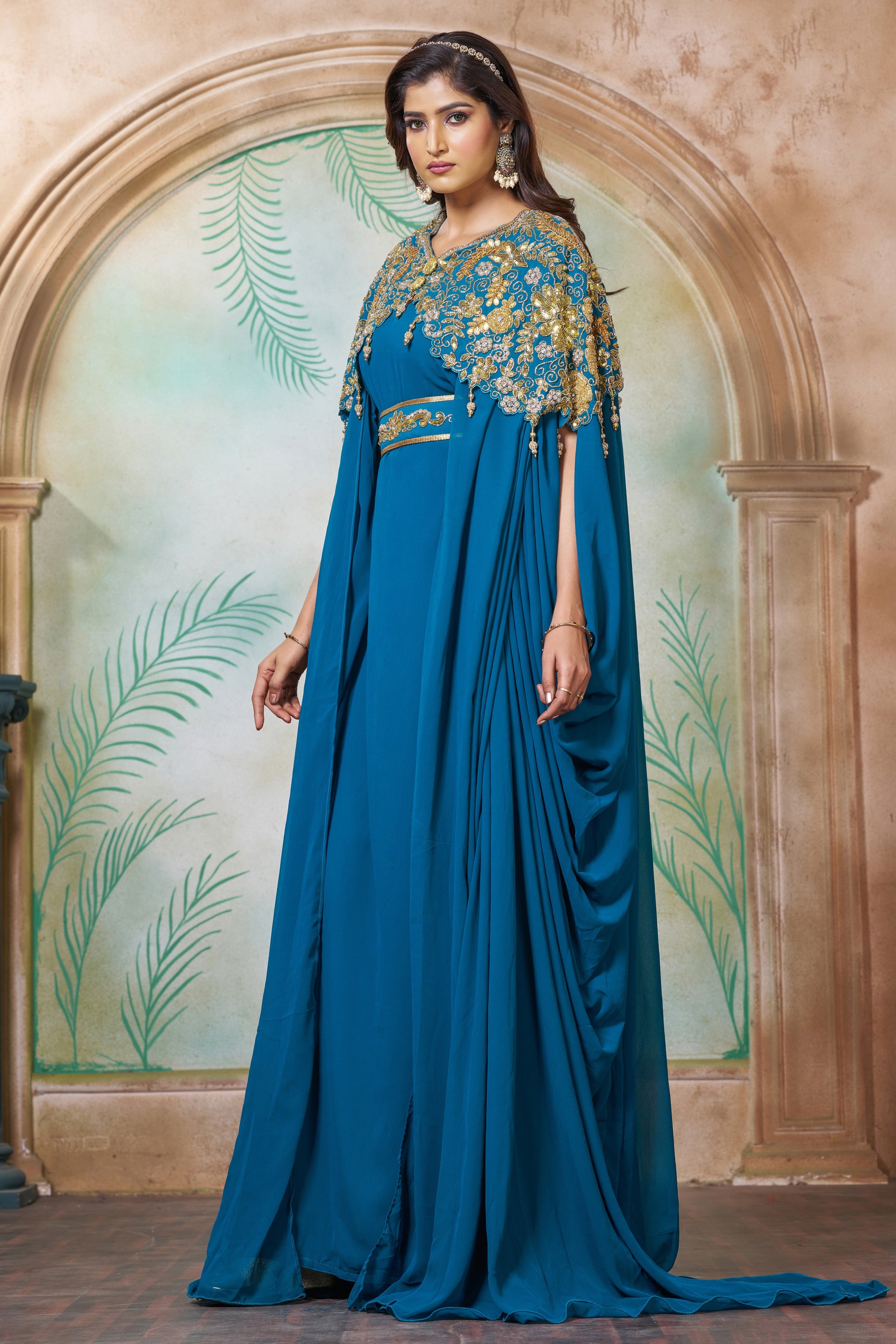 Sea Green Wedding Kaftan Dress
