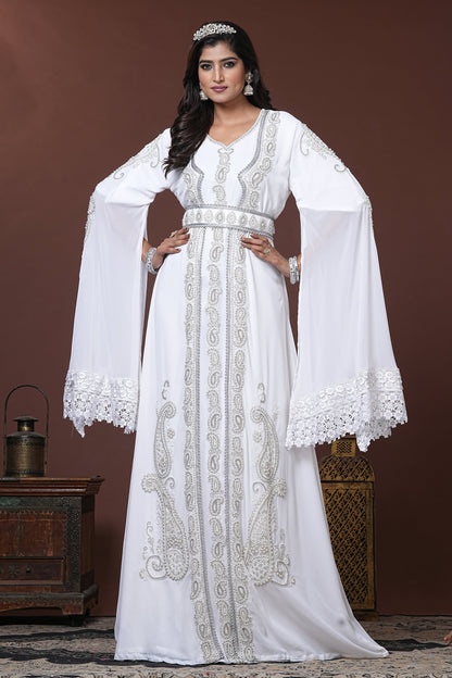 White Islamic Wedding Kaftan