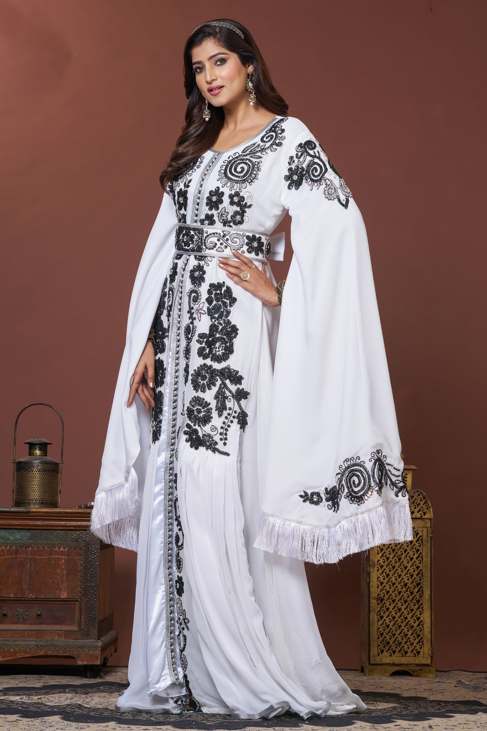 White Arabic Party Wear Kaftan
