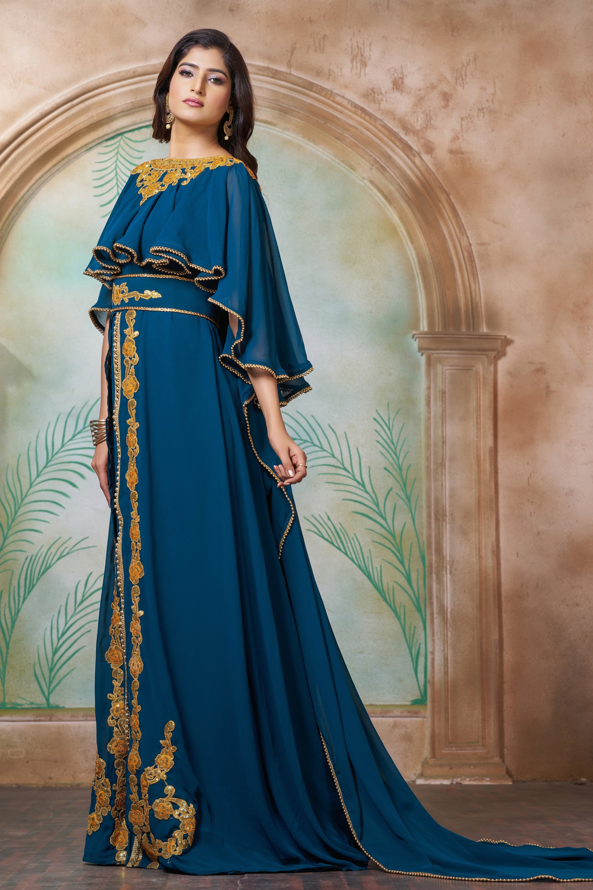 Bottle Green Arabic Takchita Kaftan