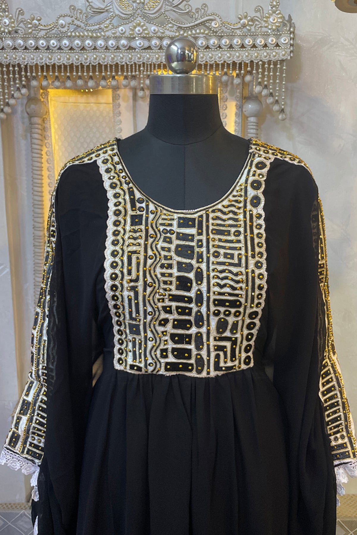 Black Embroidery Women Kaftan Dress