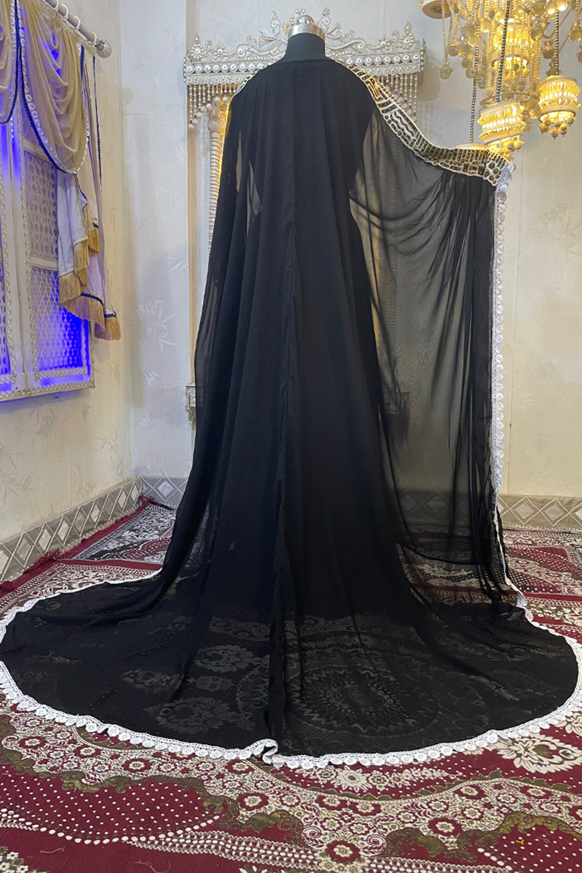Black Embroidery Women Kaftan Dress