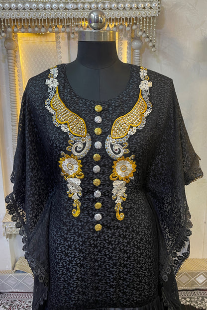 Black Moroccan Kaftan Party Wear Maxi Gown