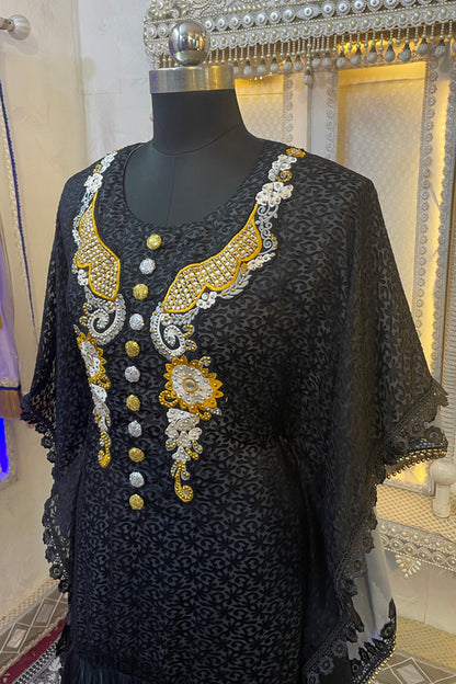 Black Moroccan Kaftan Party Wear Maxi Gown