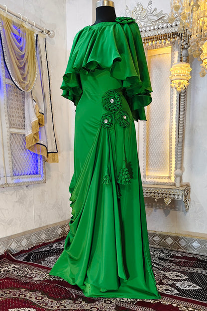 Green Modest Kaftan Dress Style Muslim Kaftan