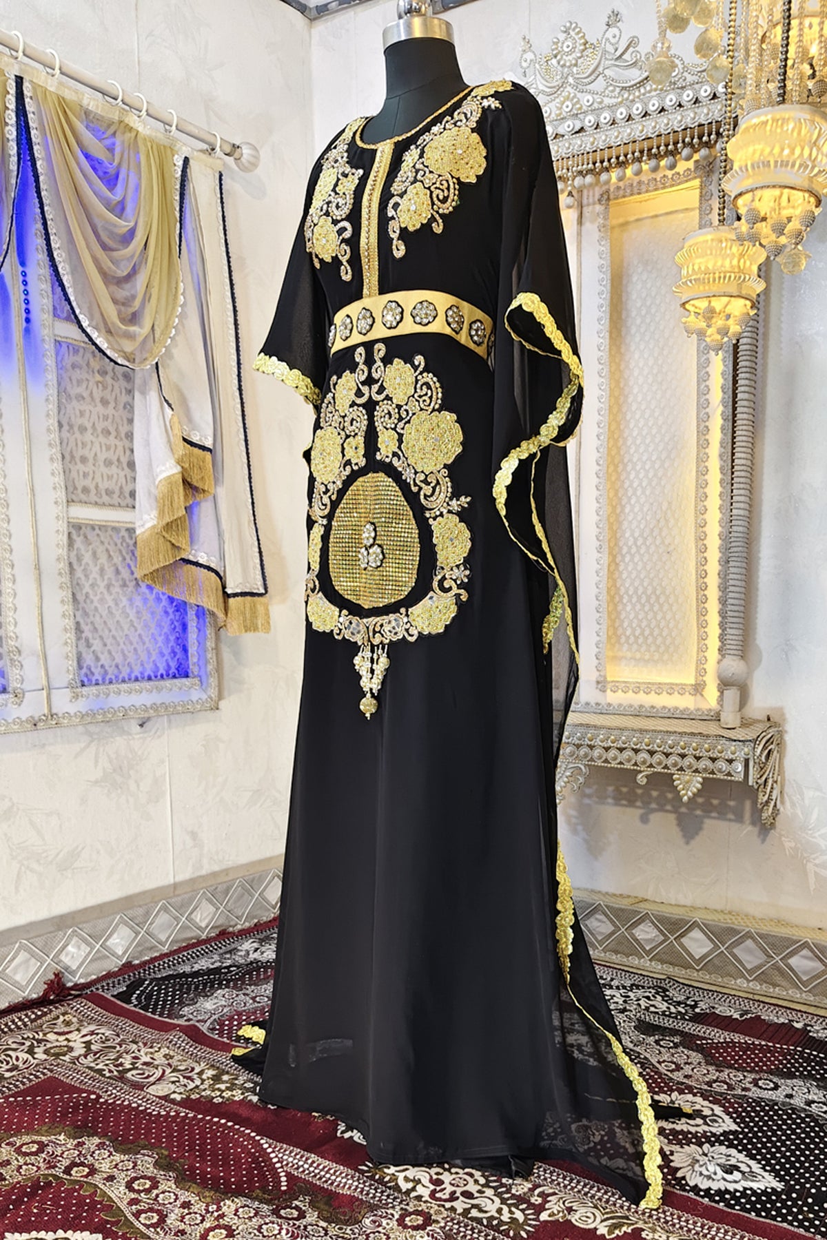 Black Moroccan Wedding Partywear Kaftan