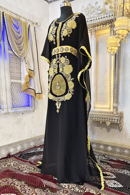 Black Moroccan Wedding Partywear Kaftan