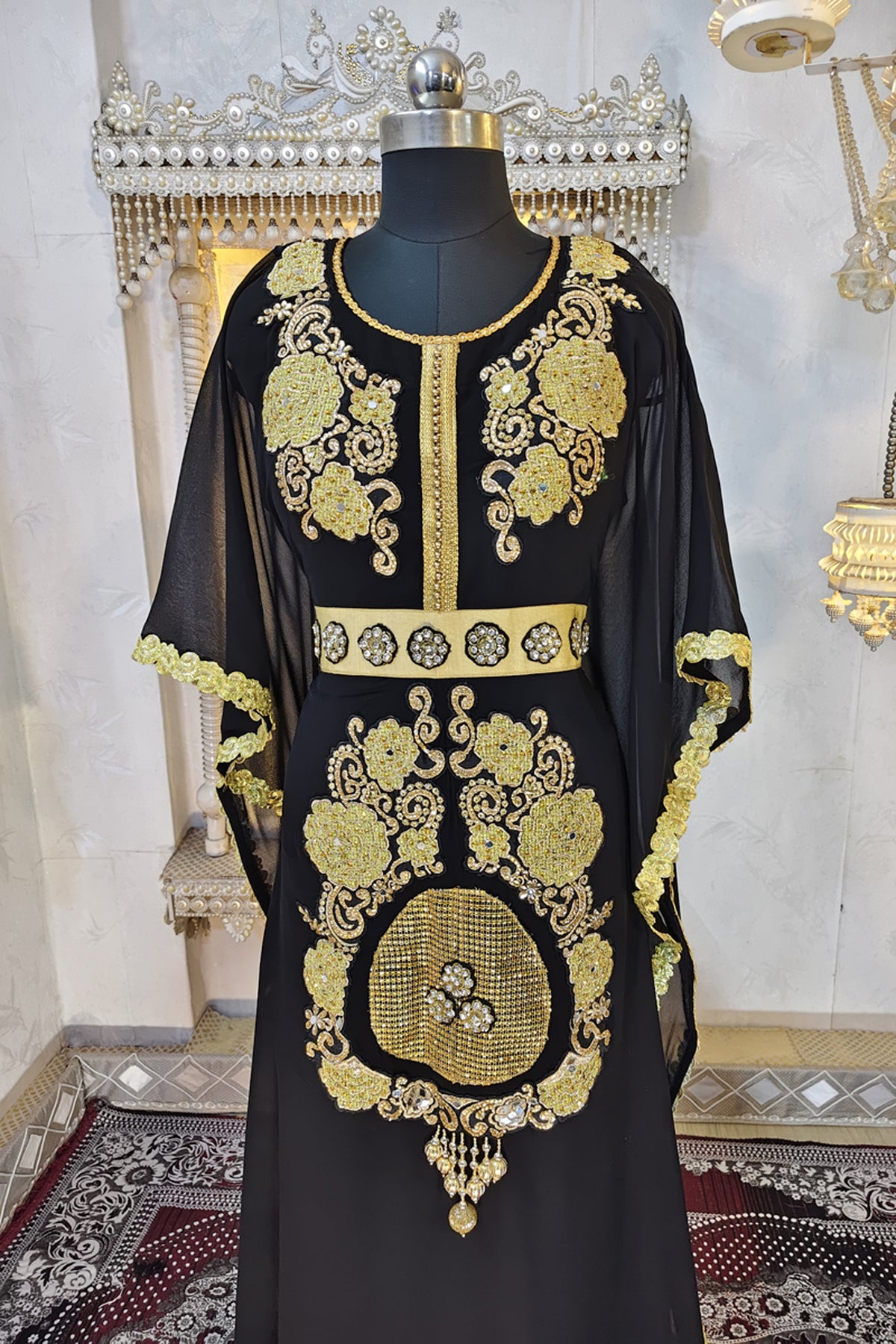 Black Moroccan Wedding Partywear Kaftan