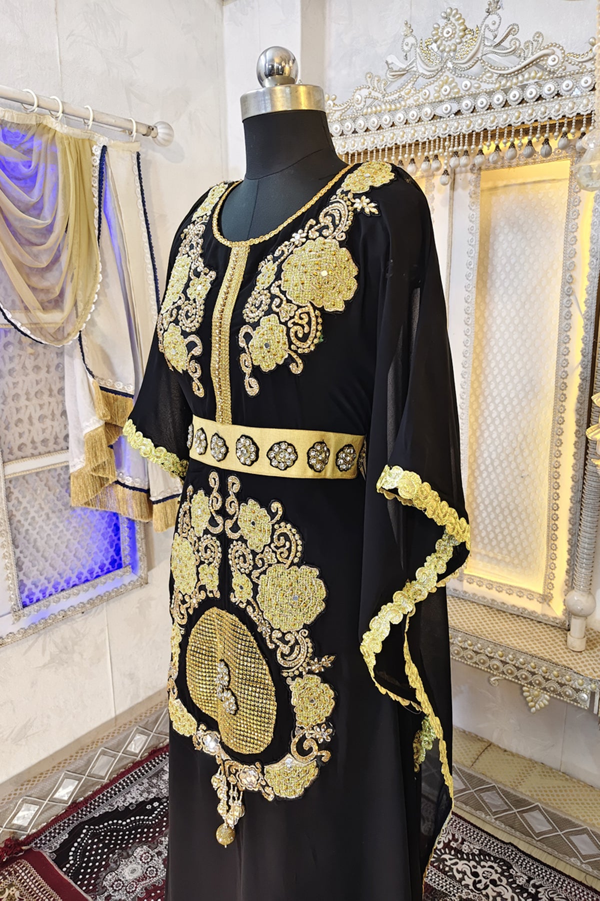 Black Moroccan Wedding Partywear Kaftan