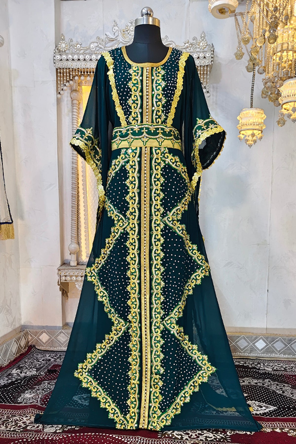 Bottle Green Wedding Caftan