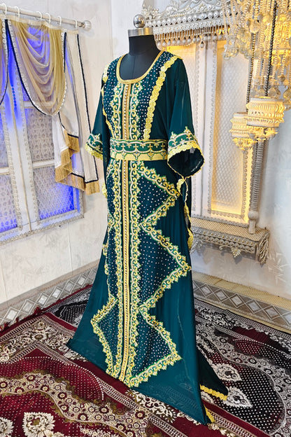 Bottle Green Takchita Kaftan