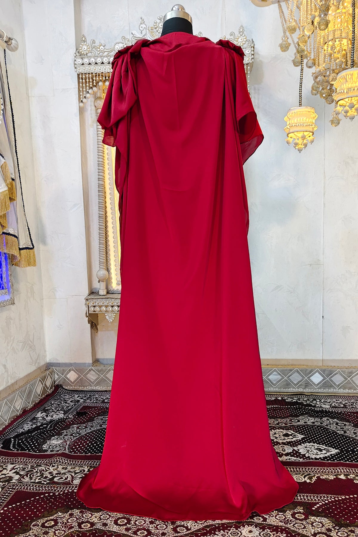 Maroon Georgette Wedding Party Gown