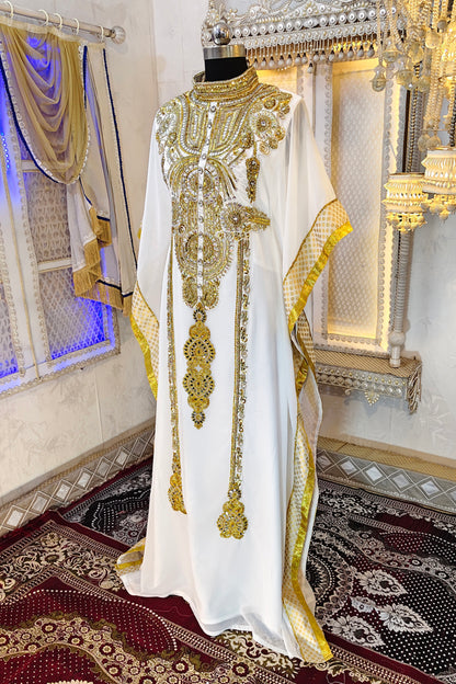 Gold and White Muslim Caftan