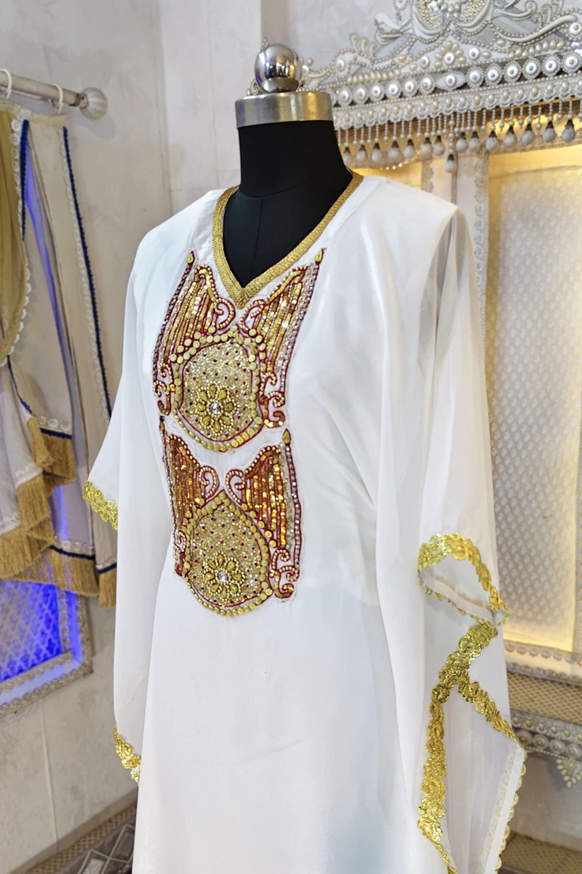 White Designer Islamic Wedding Caftan