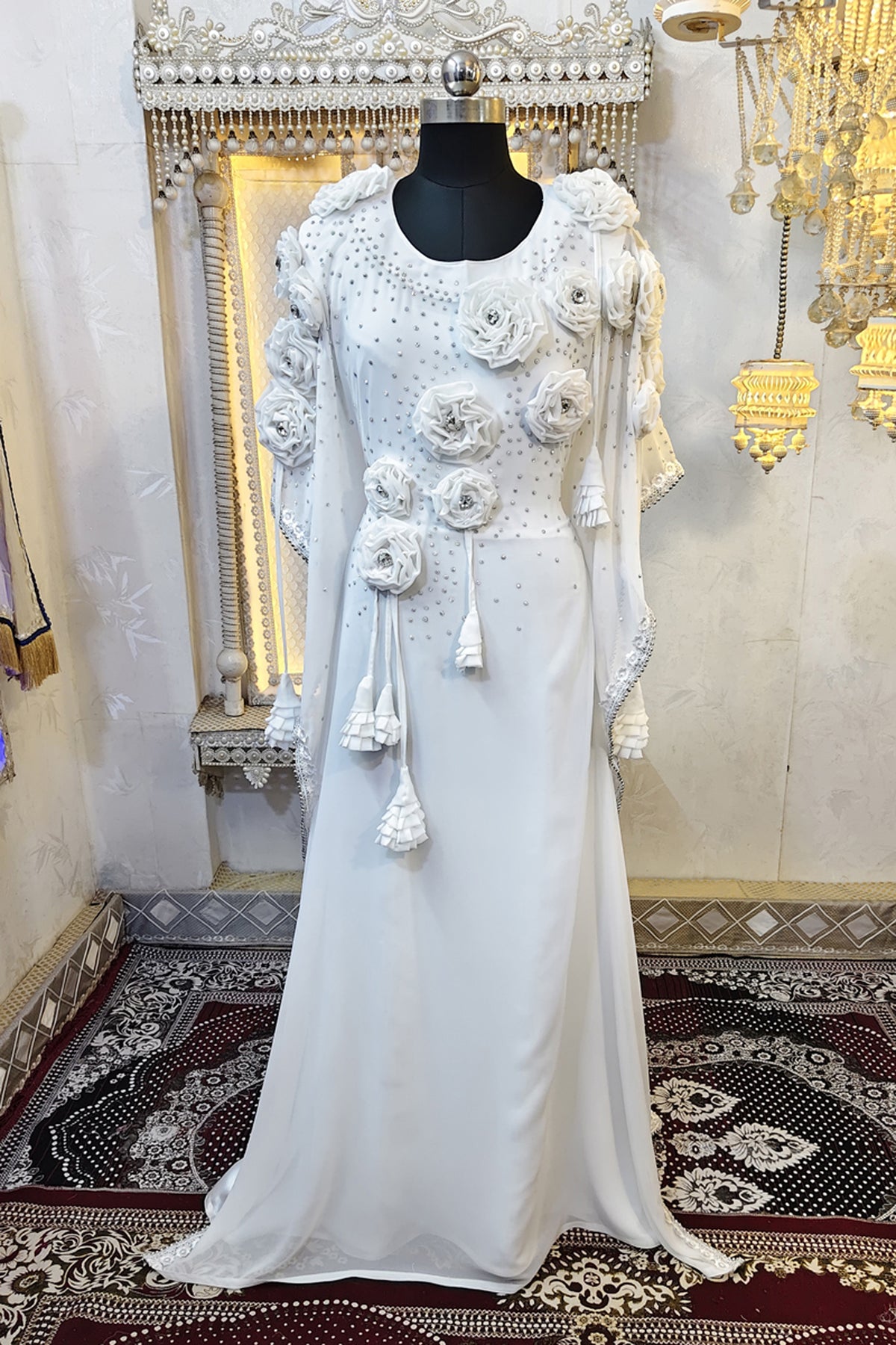 White Modest Kaftan Dress