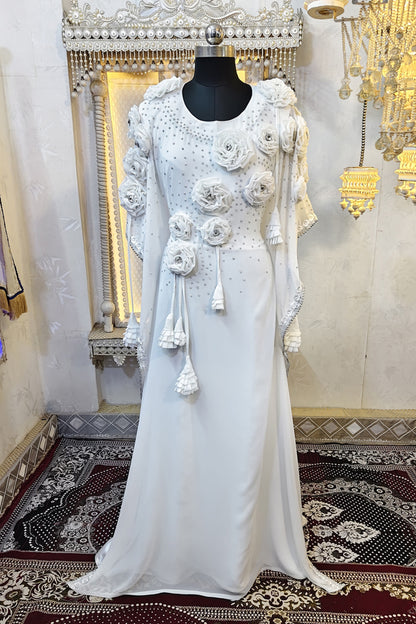 White Modest Kaftan Dress