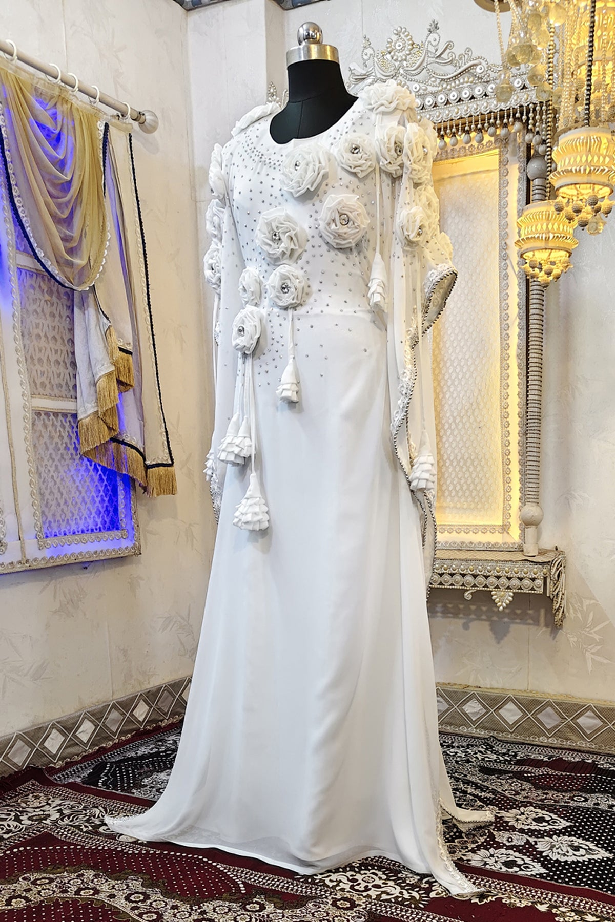 White Designer Modest Kaftan Dress