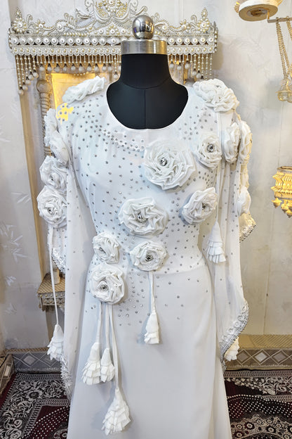 White Designer Modest Kaftan Dress