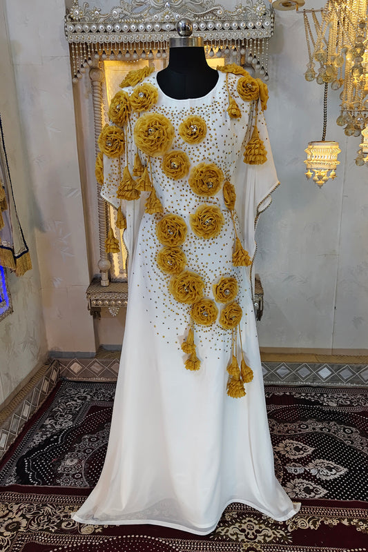 White and Gold Luxury Kaftan