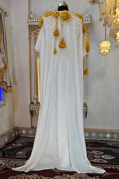 White and Gold Luxury Dubai Style Muslim Caftan