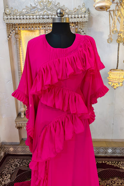 Pink Dubai Luxury Maxi Gown Evening Partywear Kaftan