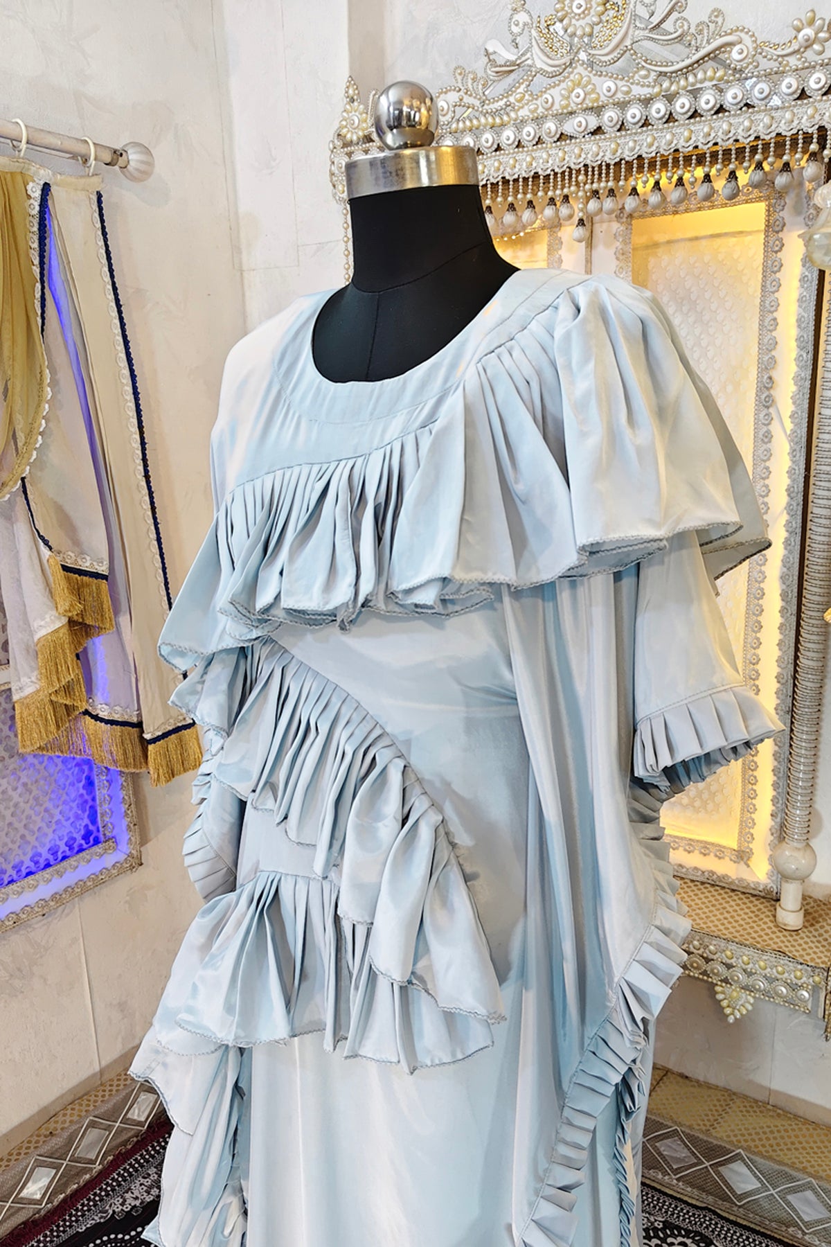 Grey Modest Islamic Wedding PartyWear Kaftan