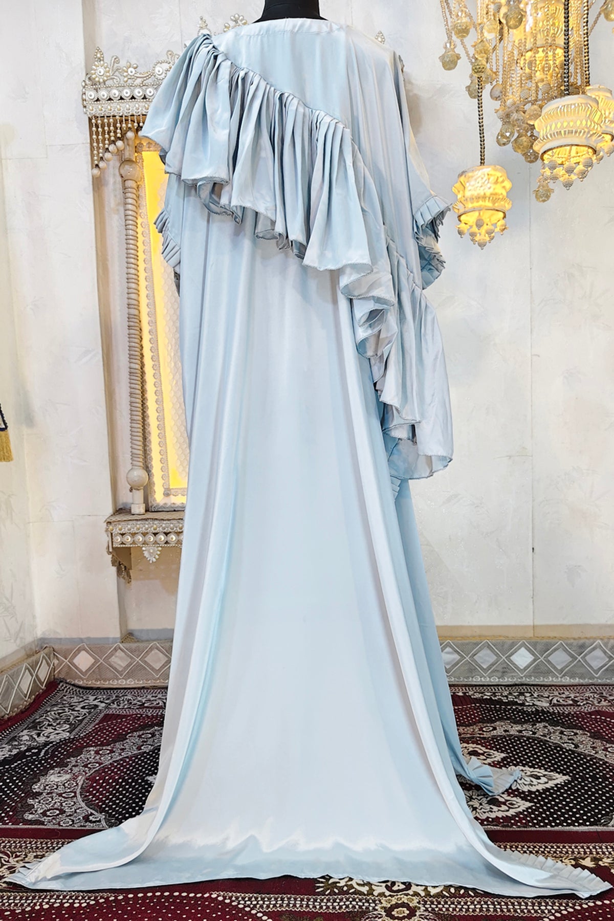Grey Modest Islamic Wedding PartyWear Kaftan