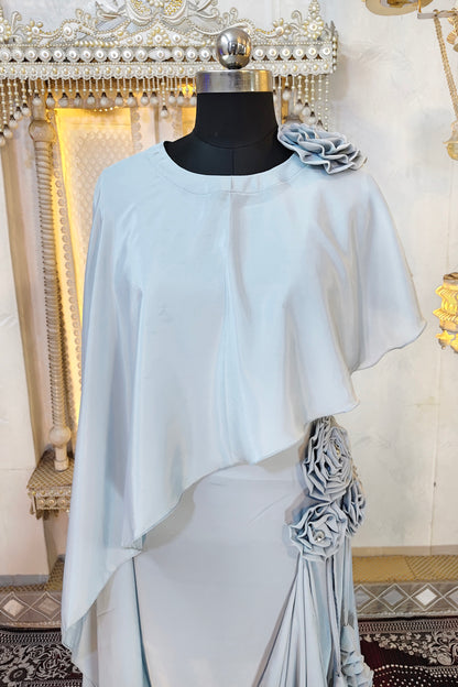 Grey Designer Abaya Gown Muslim Maxi Dress