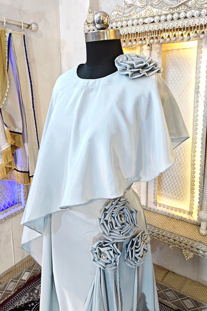 Grey Designer Abaya Gown Muslim Maxi Dress