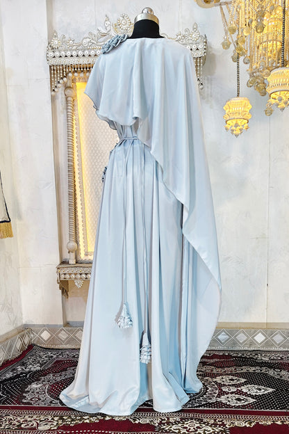 Grey Designer Abaya Gown Muslim Maxi Dress