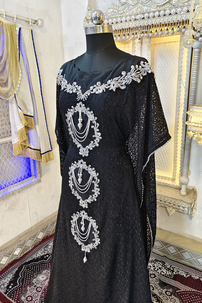 Black Designer Moroccan Kaftan Wedding Dress