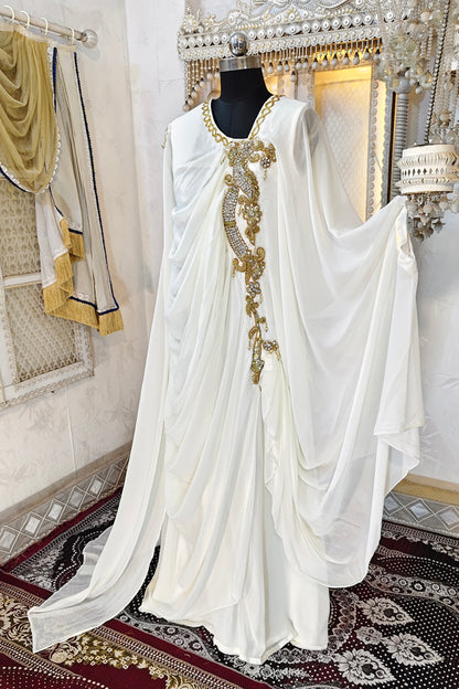 Off White AND Gold Kaftan Dress
