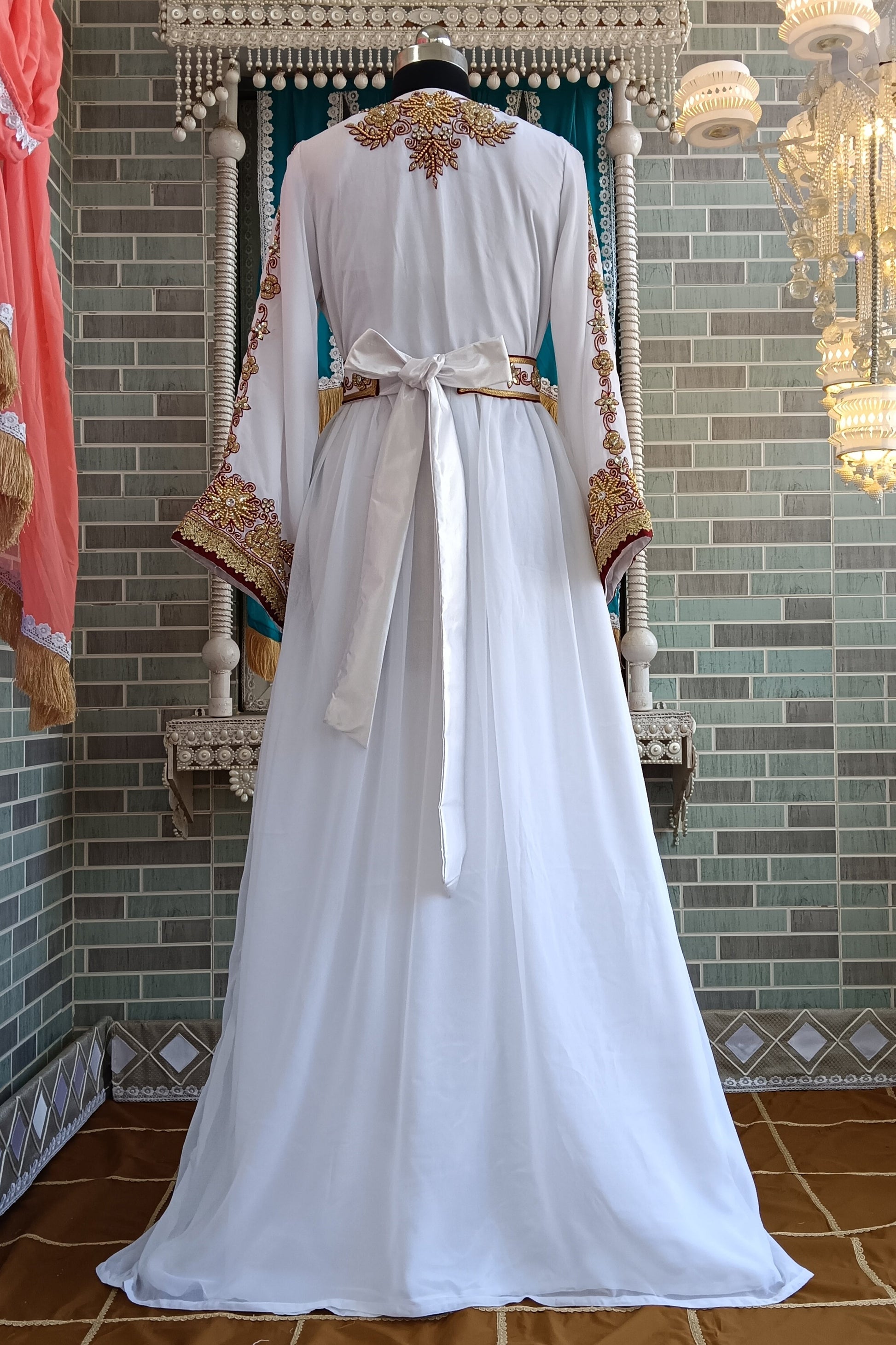 White Designer Islamic Moroccan Kaftan for Women White Designer Islamic Moroccan Kaftan for Women