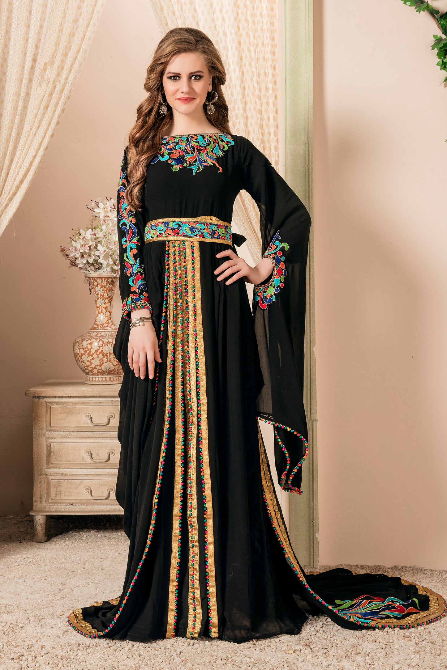 Black Color Dubai Style Kaftan