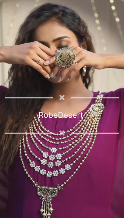 Purple Color Hand Work Unique Style Kaftan