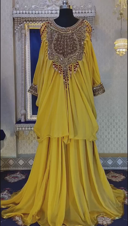 Golden Yellow Designer Islamic Wedding Kaftan