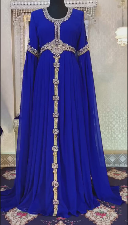 Royal Blue Designer Islamic Wedding Kaftan