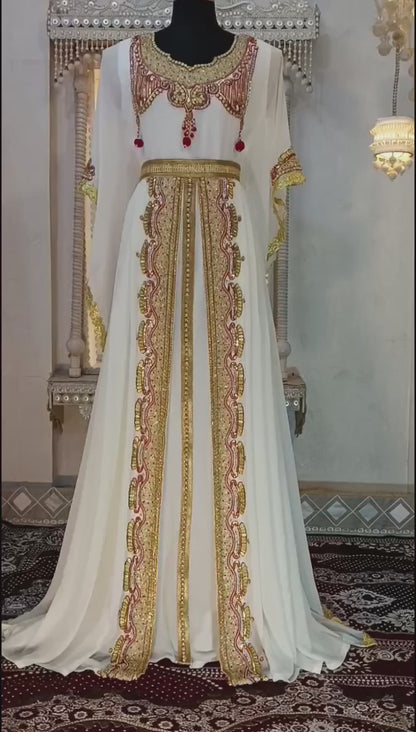 Off White Designer Takchita Kaftan