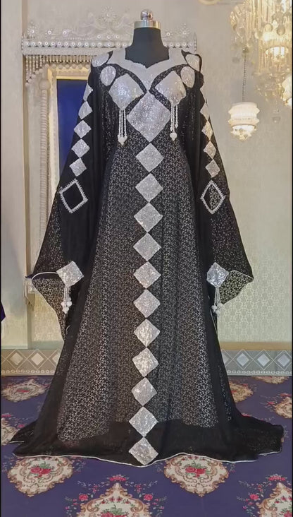 Black and White Designer Takchita Kaftan