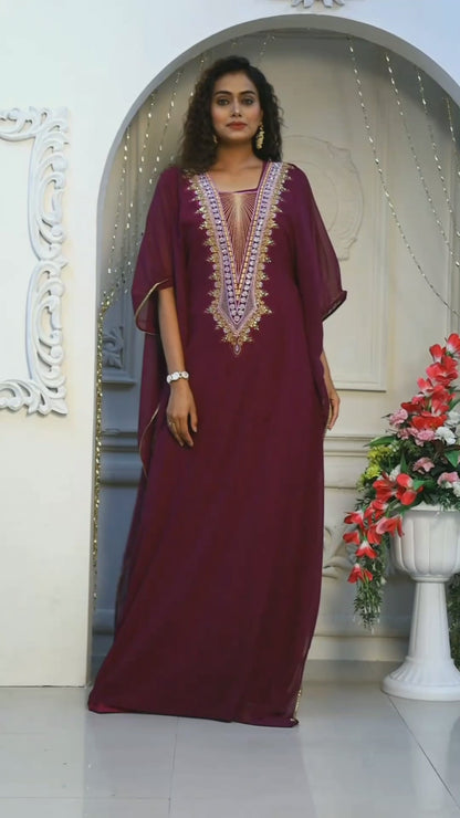 Violet Arabic Kaftan for Woman Dress