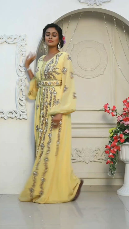 Ivory Islamic Evening Moroccan Kaftan