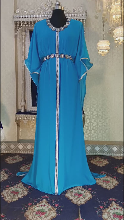 Firozi and Blue Color Designer Islamic Takchita Caftan