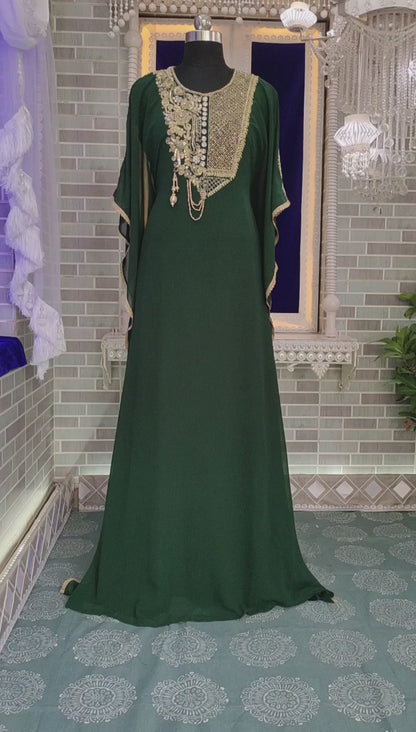 Dark Green Designer Free Size Kaftan