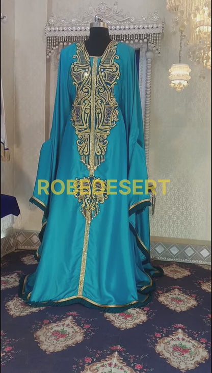 Firozi Islamc Party Wear Wedding Dubai Kaftan