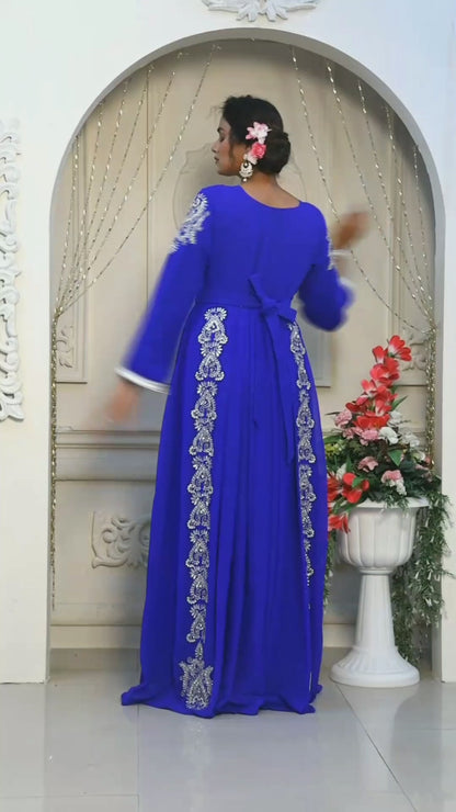Blue Moroccan Party Wear Islamic Kaftan