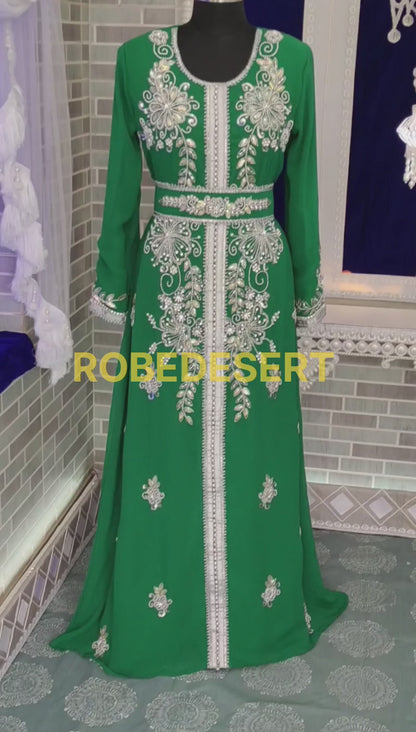 SeaGreen Designer Moroccan Takchita Kaftan