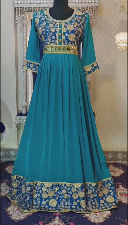 Sea Green Designer Stylish Embroidery Abaya