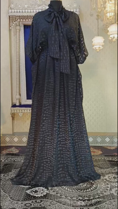 Dark Grey and Black Designer Islamic Wedding Takchita Kaftan