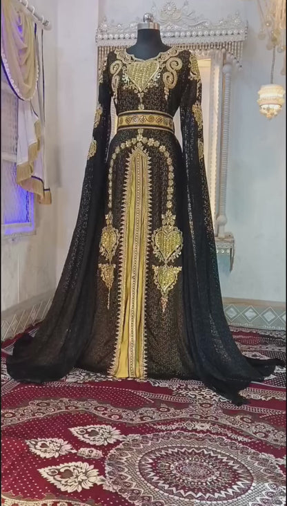 Black and Gold Wedding Islamic Moroccan Kaftan