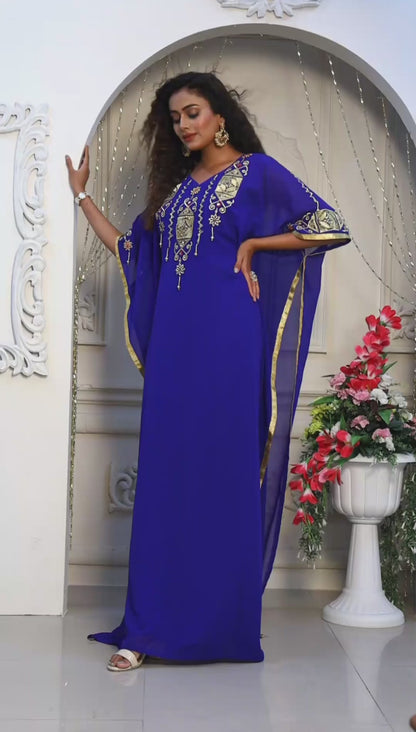 Blue Embroidery Takchita Kaftan